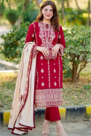 HANA |3PC DHANAK EMBROIDERED SHIRT| A # 31053