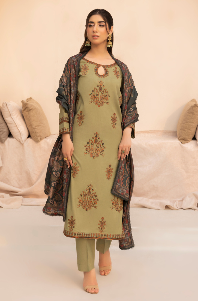 3 PIECE - EMBROIDERED LAWN SUIT - UNSTITCHED