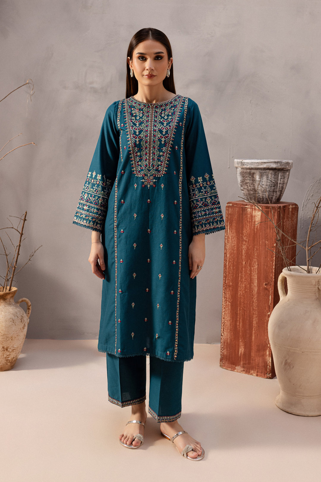 2 PIECE - EMBROIDERED LAWN SUIT - UNSTITCHED