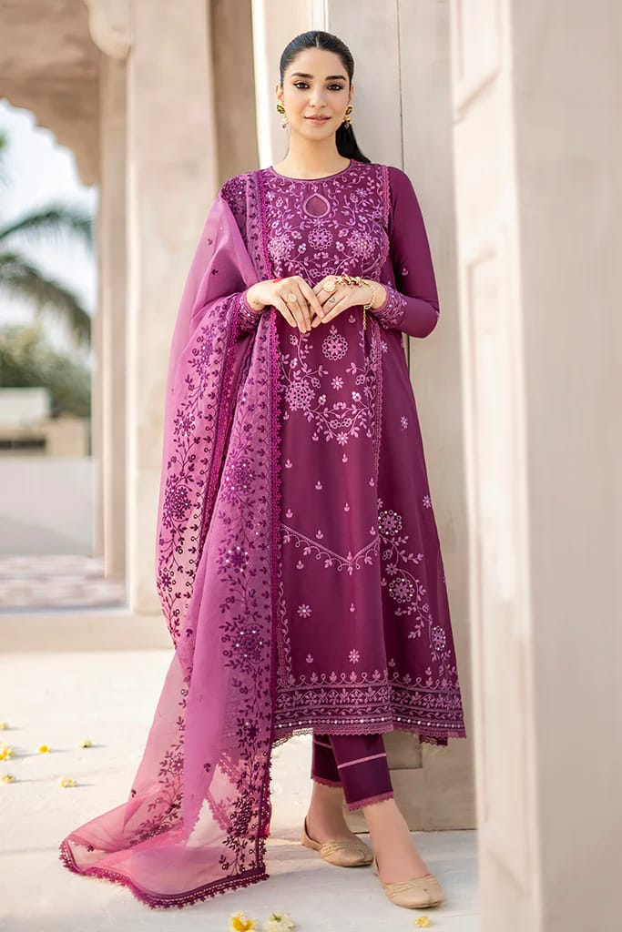 3 PIECE - EMBROIDERED LAWN SUIT - UNSTITCHED