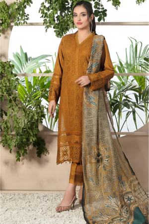 3 PIECE - CHIKANKAARI LAWN SUIT - UNSTITCHED