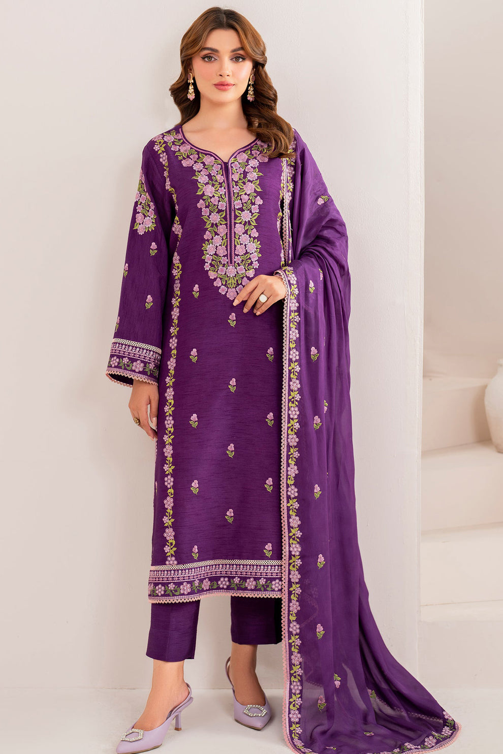 3 PIECE - EMBROIDERED LAWN SUIT - UNSTITCHED