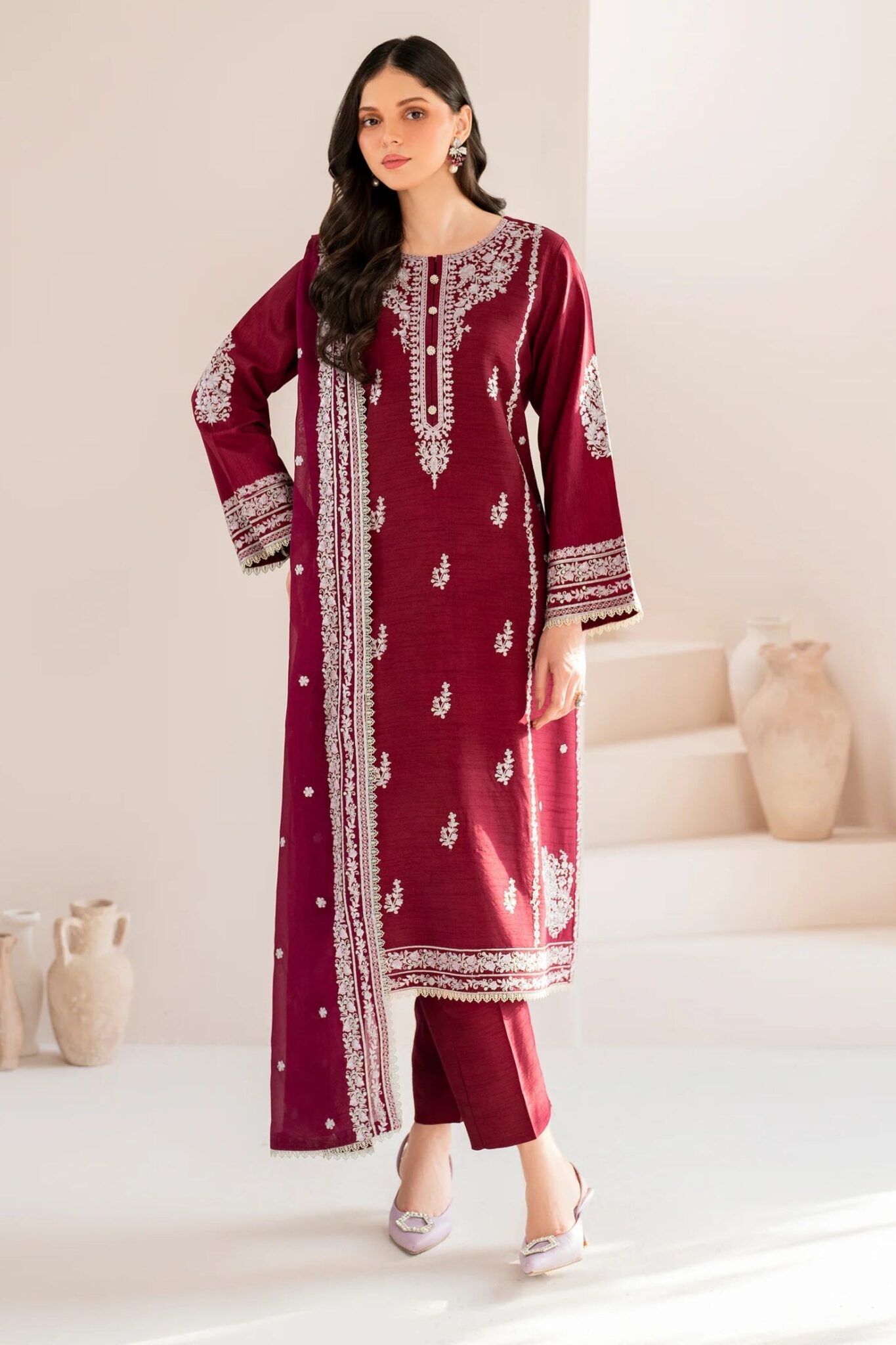 3 PIECE - EMBROIDERED LAWN SUIT - UNSTITCHED