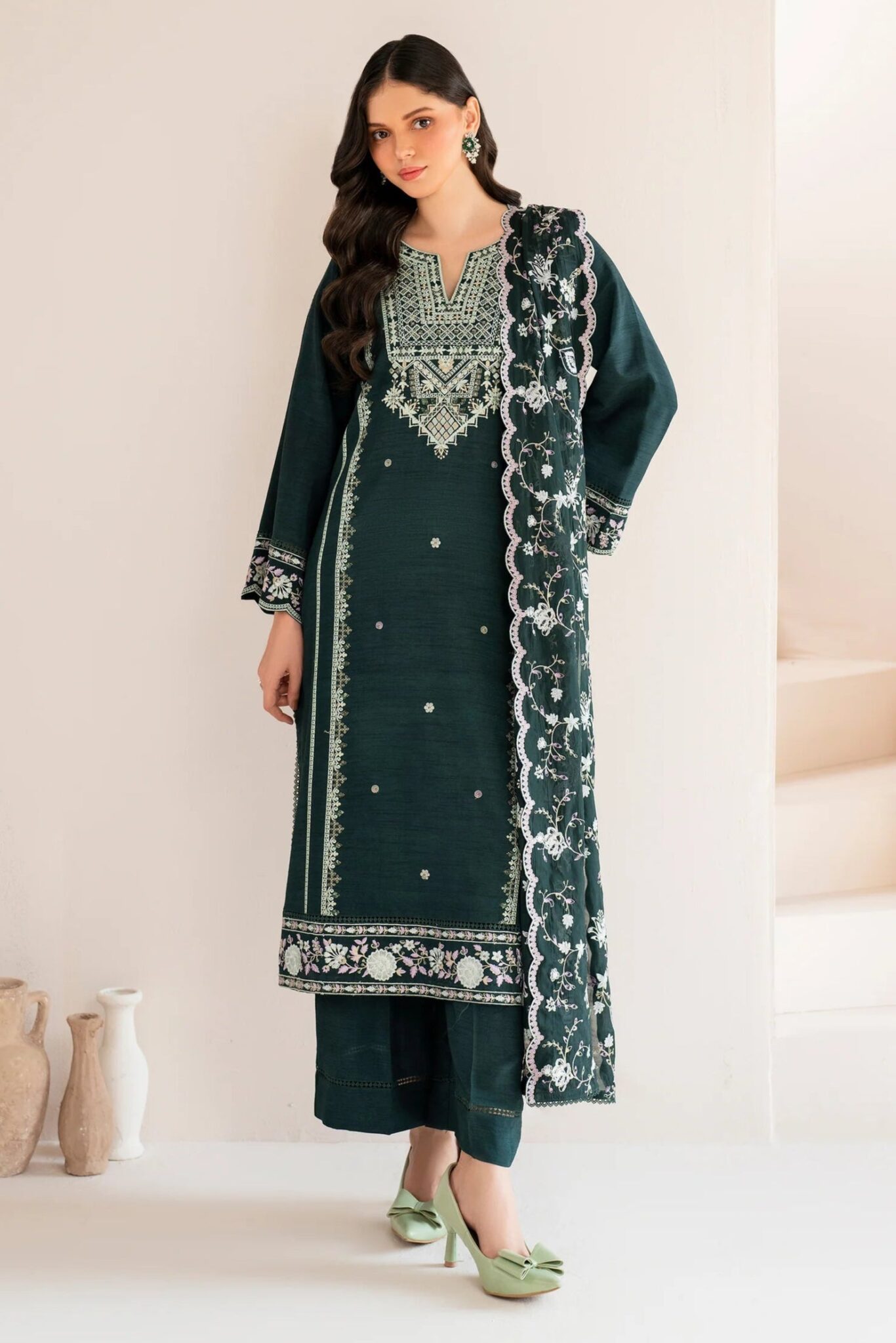 3 PIECE - EMBROIDERED LAWN SUIT - UNSTITCHED