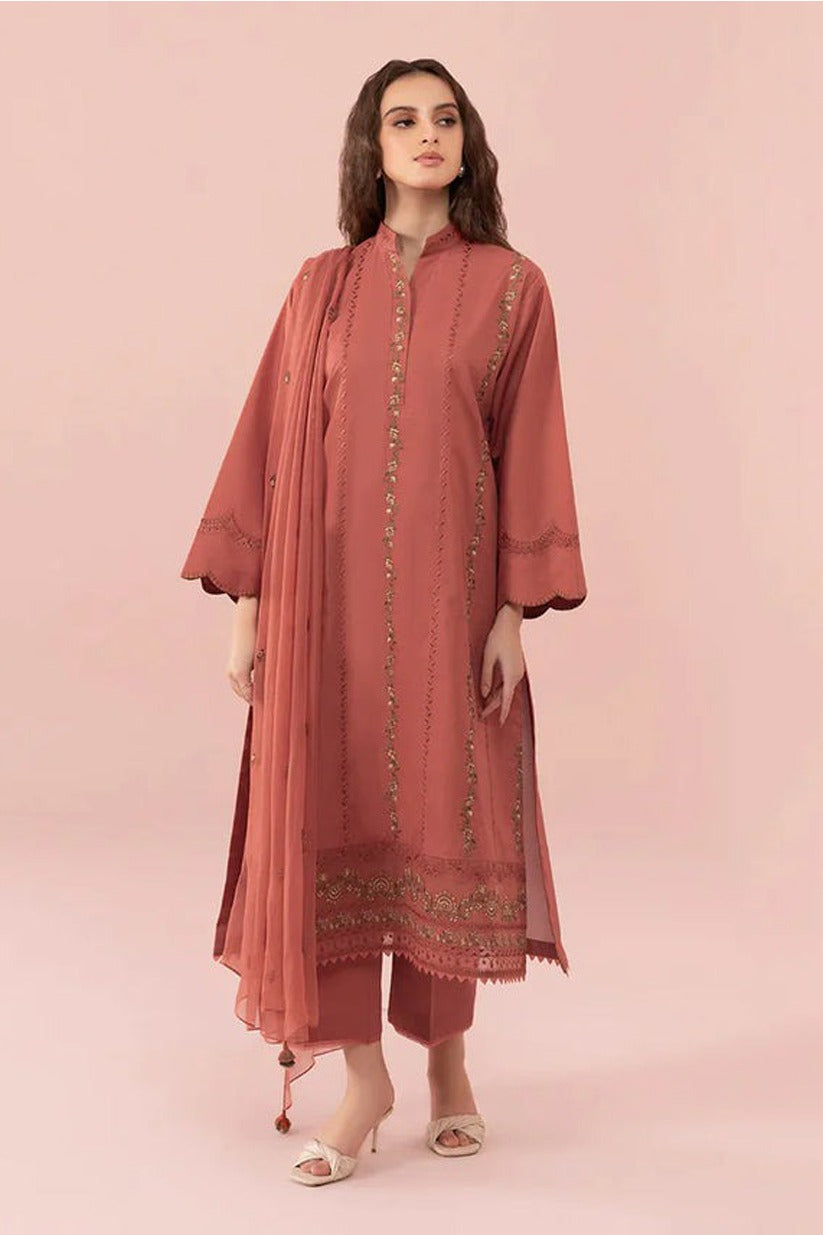3 PIECE - EMBROIDERED LAWN SUIT - UNSTITCHED
