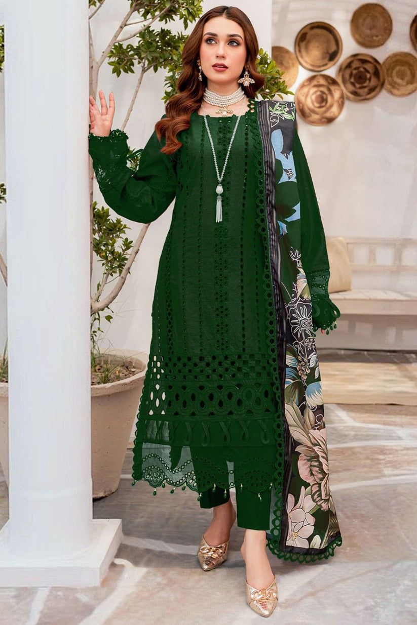 3 PIECE - CHIKANKAARI LAWN SUIT - UNSTITCHED