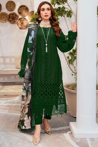 3 PIECE - EMBROIDERED LAWN SUIT - UNSTITCHED