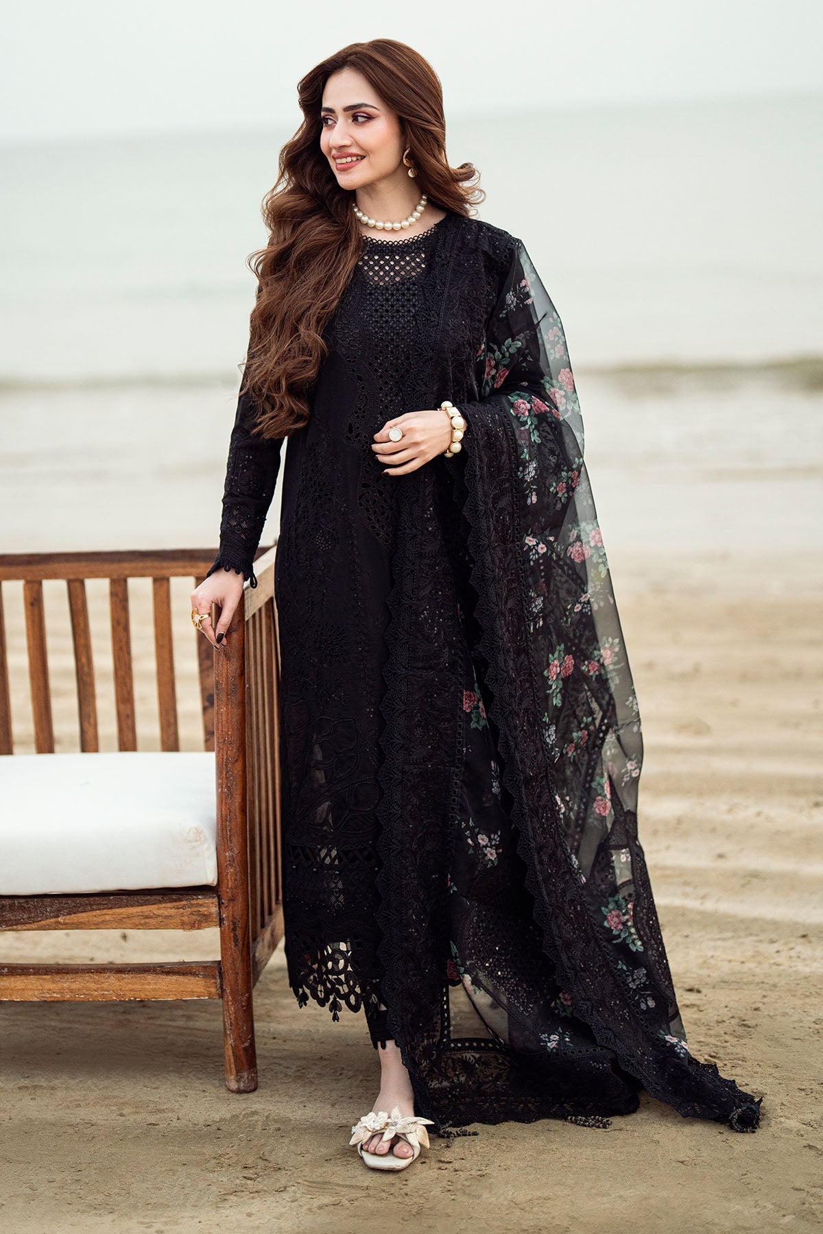 3 PIECE - CHIKANKAARI EMBROIDERED LAWN SUIT - UNSTITCHED