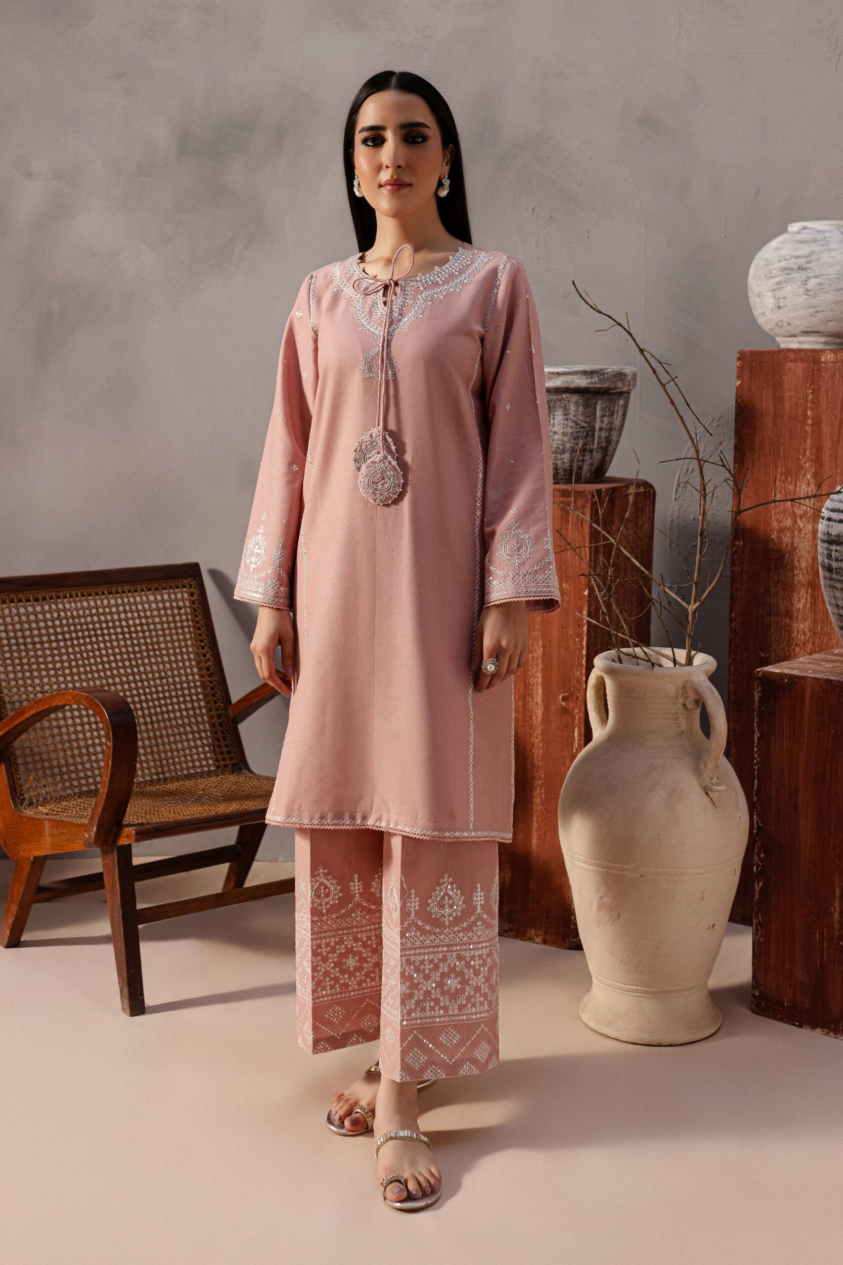 2 PIECE – EMBROIDERED LAWN SUIT – UNSTITCHED