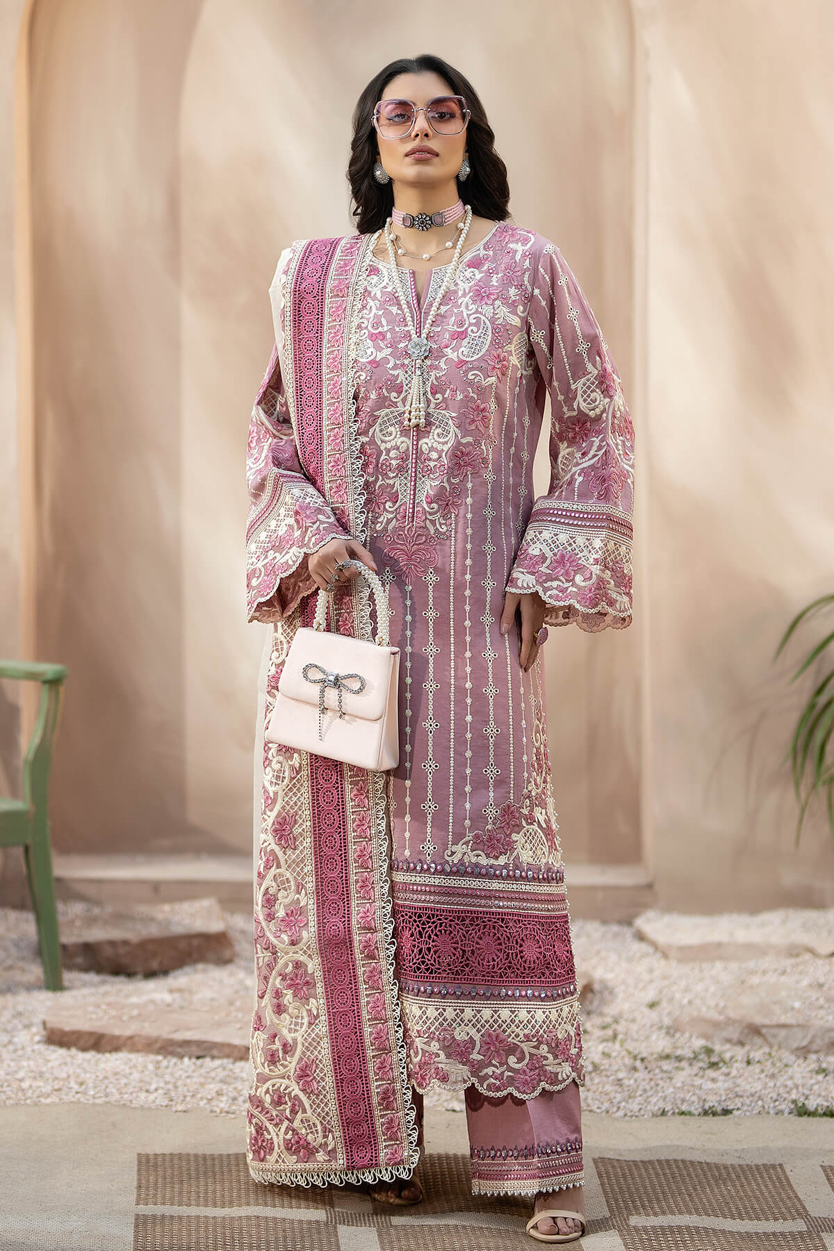 3 PIECE - CHIKANKAARI EMBROIDERED LAWN SUIT - UNSTITCHED
