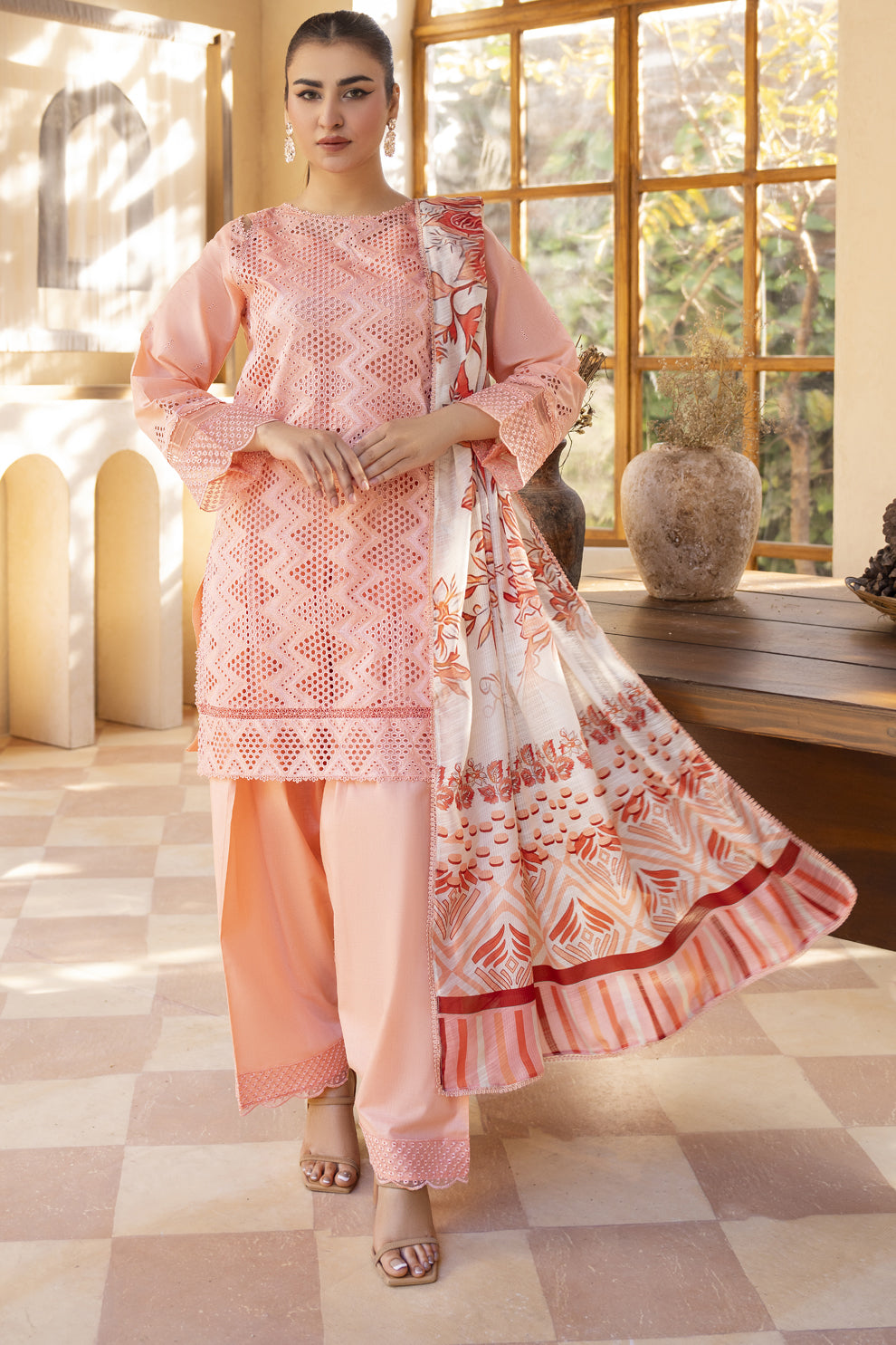 3 PIECE - CHIKANKAARI EMBROIDERED LAWN SUIT - UNSTITCHED